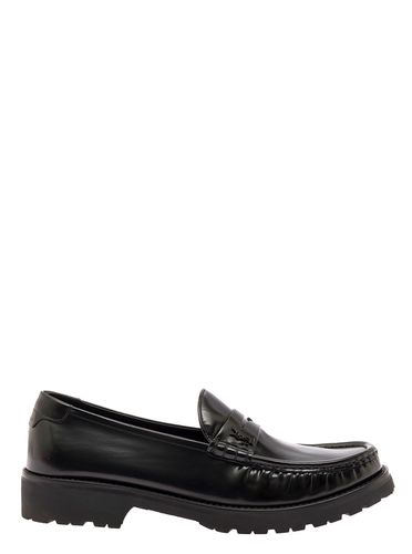 Black Loafers With Platform And Ysl Logo In Leather Man - Saint Laurent - Modalova