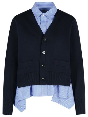 Sacai Cardigan In Navy Cotton Blend - Sacai - Modalova