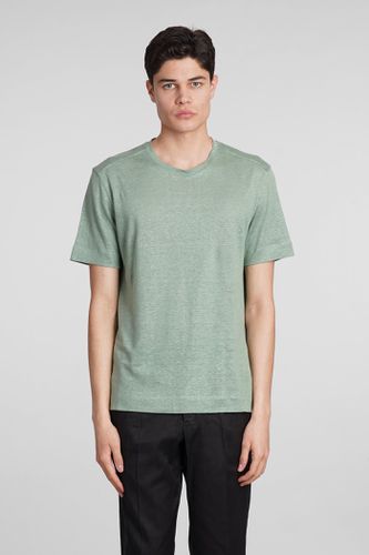 Zegna T-shirt In Green Linen - Zegna - Modalova