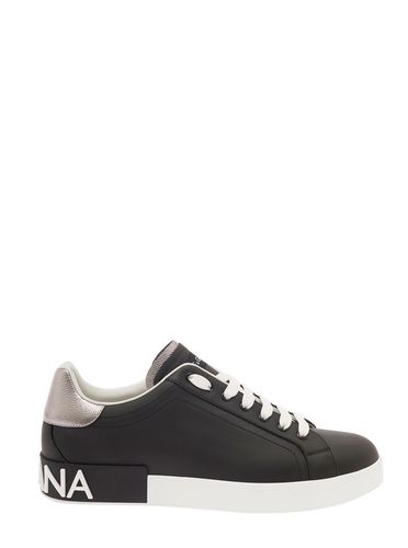 Portofino Low Top Sneakers With Metal Heel Tab And Logo Patch In Leather Man - Dolce & Gabbana - Modalova