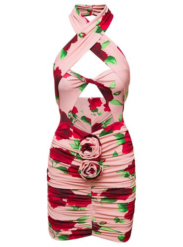 Pink Mini-dress With Floral Print All-over In Viscose Woman - Magda Butrym - Modalova