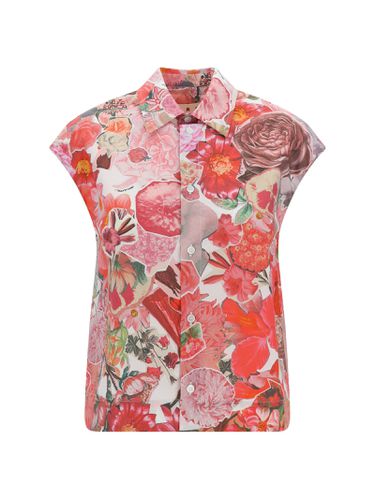 Pink Sleeveless Shirt With Flower Requiem Print - Marni - Modalova