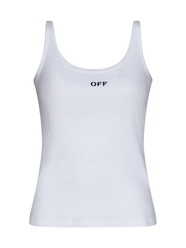 Stretch Cotton Tank Top With Logo - Off-White - Modalova