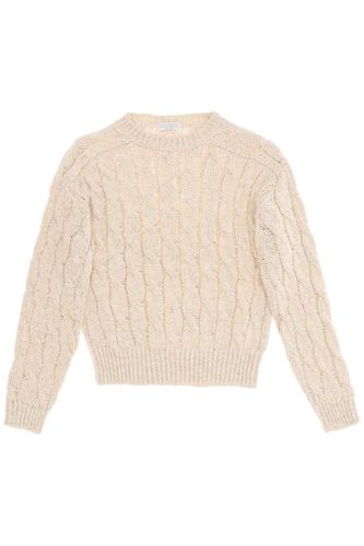 Sweater In Cable Knit With Sequins - Brunello Cucinelli - Modalova