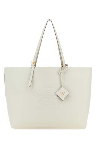 White Leather Large Himmel Shopping Bag - MCM - Modalova