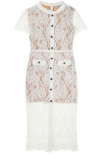 White Lace Button Midi Dress - self-portrait - Modalova