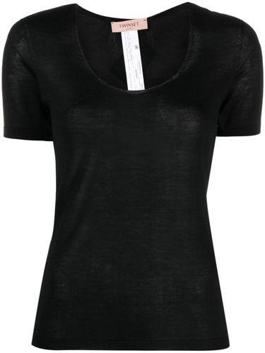 Short Sleeves Wide Neck Sweater - TwinSet - Modalova