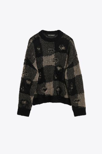 Sonar Roundneck Black/grey check wool destroyed sweater - Sonar Roundneck - Our Legacy - Modalova