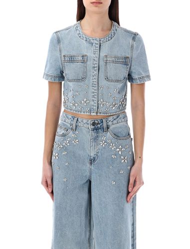 Self-portrait Embellished Denim Top - self-portrait - Modalova