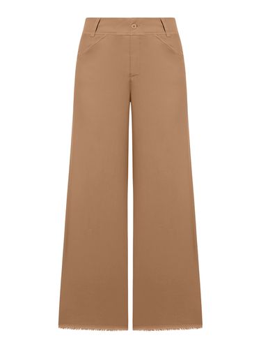 Wide Leg Trousers With Raw Cut At The Bottom In Viscose And Stretch Cotton - Transit - Modalova