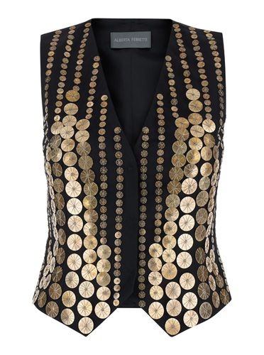 Embroidered Vest With Sequins In Satin Woman - Alberta Ferretti - Modalova