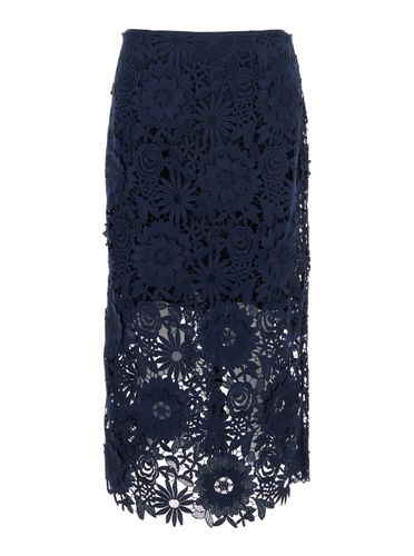 Skirt With Semi Transparent Design And Floral Decorations In Fabric Woman - Rotate by Birger Christensen - Modalova