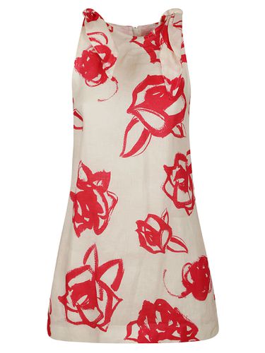 Floral Print Sleeveless Short Dress - MSGM - Modalova