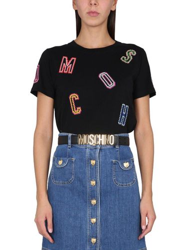 Logo-appliquéd Crewneck T-shirt - Moschino - Modalova