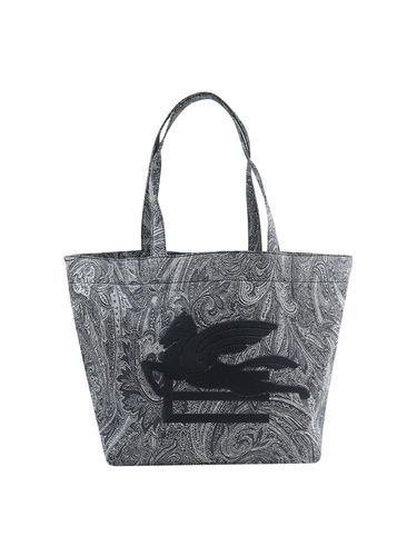 Navy Large Tote Bag With Paisley Jacquard Motif - Etro - Modalova