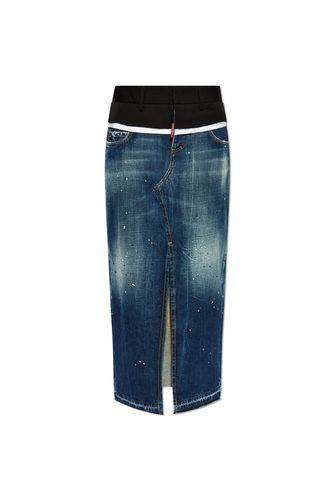 Frayed Edge Long Denim Skirt - Dsquared2 - Modalova