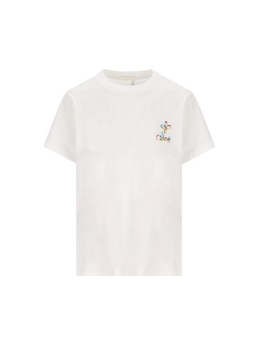 Logo Embroidered Crewneck T-shirt - Chloé - Modalova