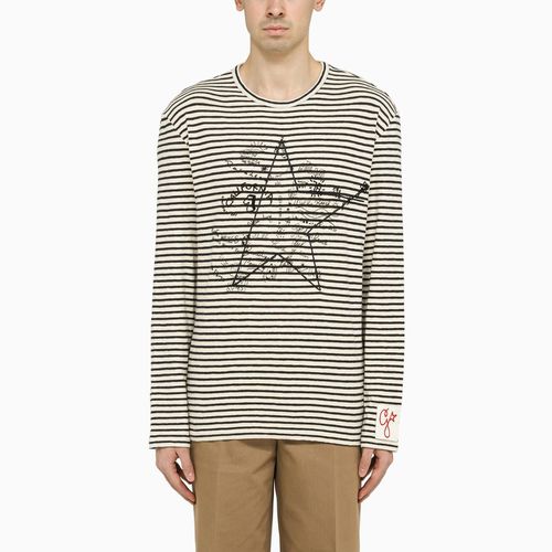 Ivory And Blue Striped T-shirt - Golden Goose - Modalova