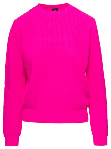 Crewneck Sweater With Logo Patch In Ribbed Wool Blend - Pinko - Modalova