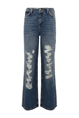 Wide Leg Jeans With Rhinestones - Blugirl - Modalova