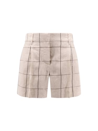 Linen Shorts With Sequins Embroidery - Brunello Cucinelli - Modalova