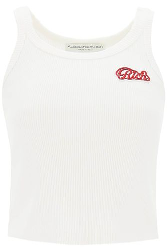 Ribbed Tank Top With Logo Patch - Alessandra Rich - Modalova