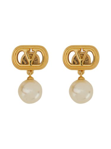 Metal And Swarovski Pearl Ovalette Earrings - Valentino Garavani - Modalova