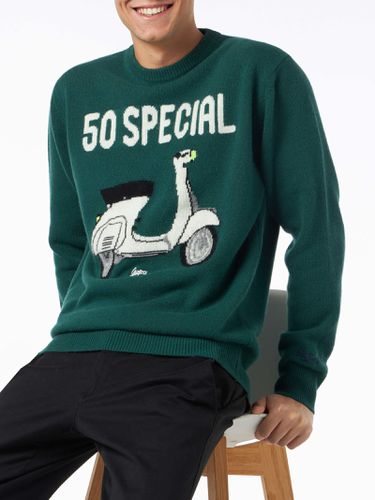 Man Crewneck Sweater With Vespa Jacquard Print Vespa Special Edition - MC2 Saint Barth - Modalova