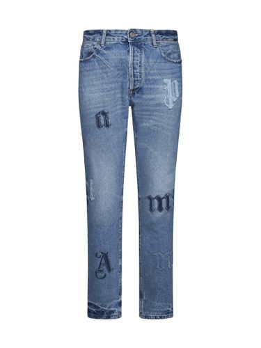 Cotton Denim Jeans With Logo Patch - Palm Angels - Modalova
