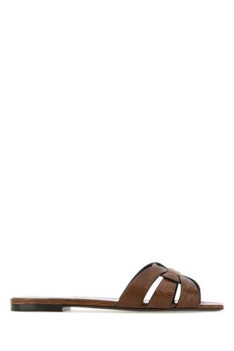 Brown Leather Tribute 05 Slippers - Saint Laurent - Modalova