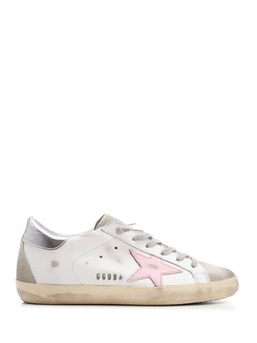Super-star Leather Upper And Star Suede Toe And Spur Laminated Heel Metal Lettering - Golden Goose - Modalova