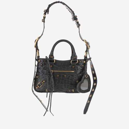 Charcoal Leather Neo Cagole S Handbag - Balenciaga - Modalova