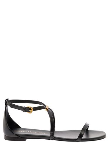 Low Sandals With Engraved Logo In Leather Woman - Alexander McQueen - Modalova