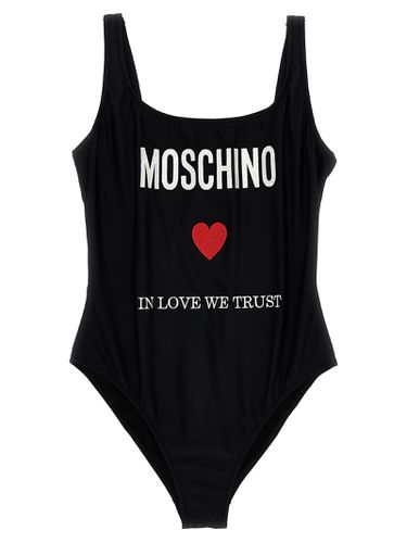 In Love We Trust One-piece Swimsuit - Moschino - Modalova