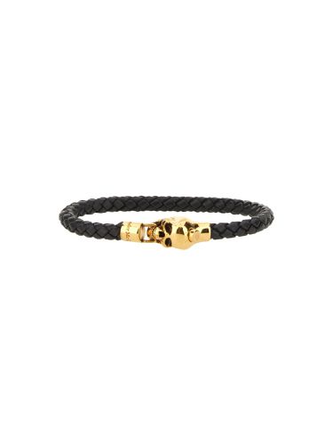 Braided Leather Bracelet With Skull Detail - Alexander McQueen - Modalova