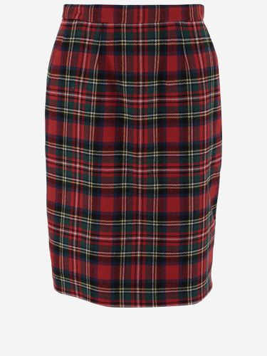 Wool Blend Skirt With Check Pattern - Saint Laurent - Modalova