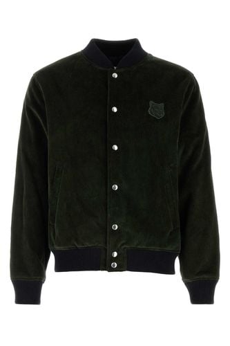 Dark Green Corduroy Bomber Jacket - Maison Kitsuné - Modalova