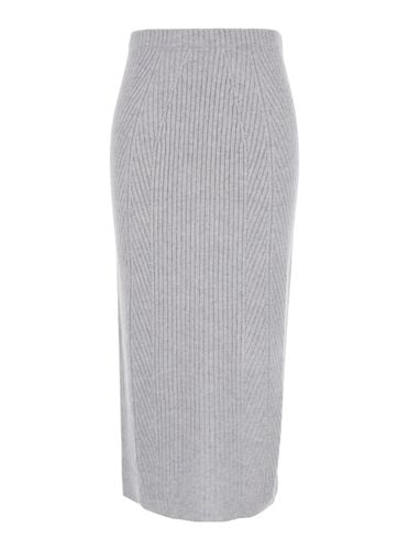 Midi Grey Skirt With Logo Patch In Knit Woman - TwinSet - Modalova