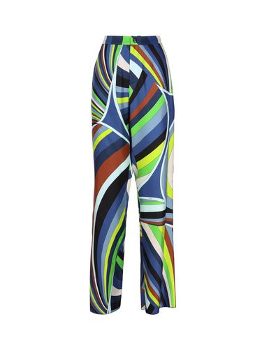 Straight Leg Silk Trousers With Iris Print - Pucci - Modalova