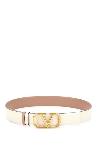 Ivory Leather Reversible Belt - Valentino Garavani - Modalova