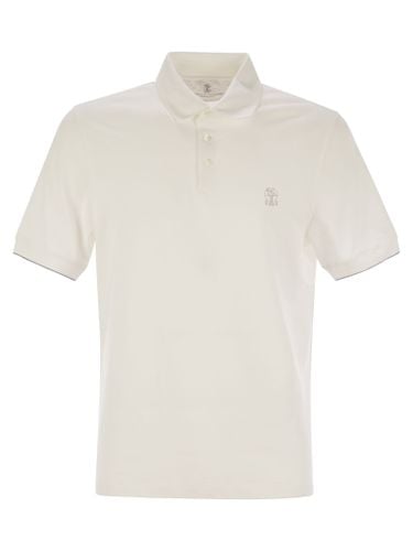 Cotton Polo Shirt With Printed Logo - Brunello Cucinelli - Modalova