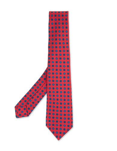 Tie With Blue Micro Pattern - Kiton - Modalova