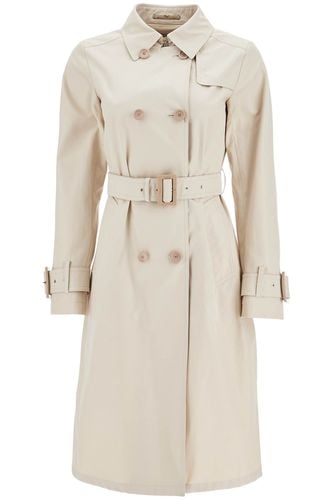 Beige Cotton Double-breasted Trench Coat With Adjustable Sleeves - Herno - Modalova