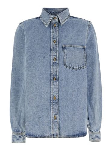 Light Blue Shirt With Patch Pocket In Denim Woman - Totême - Modalova