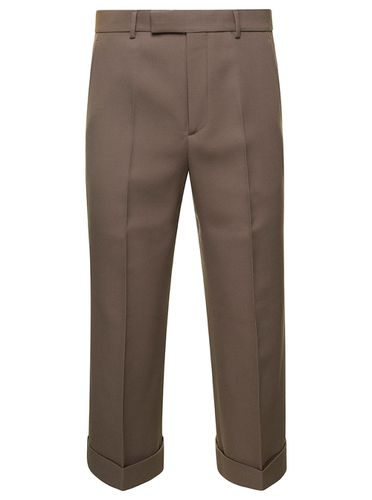 Beige Textured Gabardine Cropped Trousers In Wool Man - Gucci - Modalova