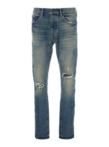 Jeans With Logo Patch On The Rear And Ripped Details On The Front In Denim Man - Purple Brand - Modalova