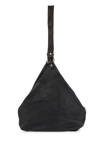 Black Horse Leather Triangular Bag With Zip Closure - Guidi - Modalova