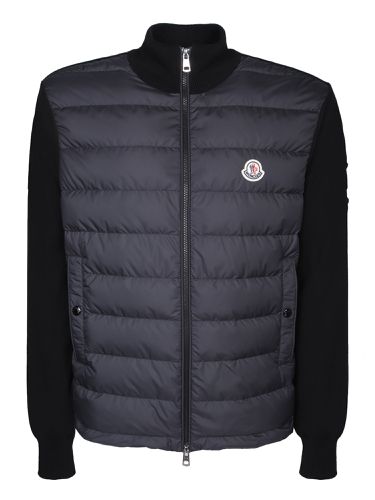 Moncler Logo Patch Blue Cardigan - Moncler - Modalova