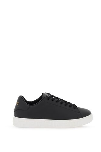 Versace Black Leather Sneakers - Versace - Modalova