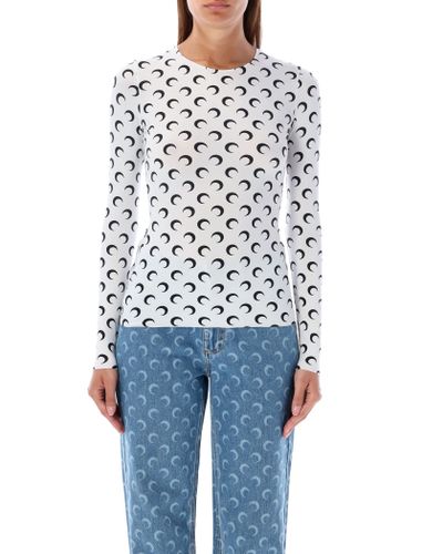 Moon Printed Jersey Long Sleeve Crewneck Top - Marine Serre - Modalova